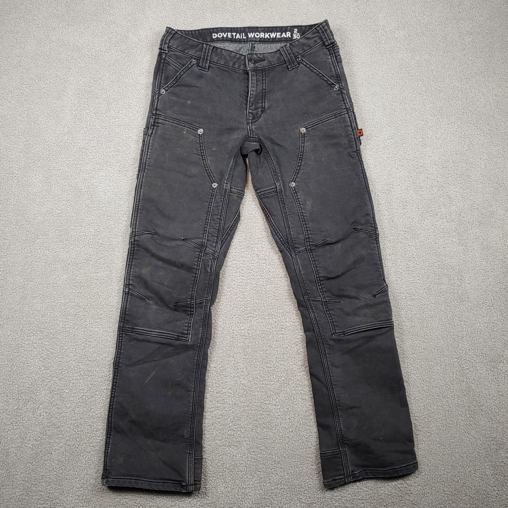 Dovetail Workwear Britt Utility Cosy Pants Mens 30x28 Black Double Knee - A0090